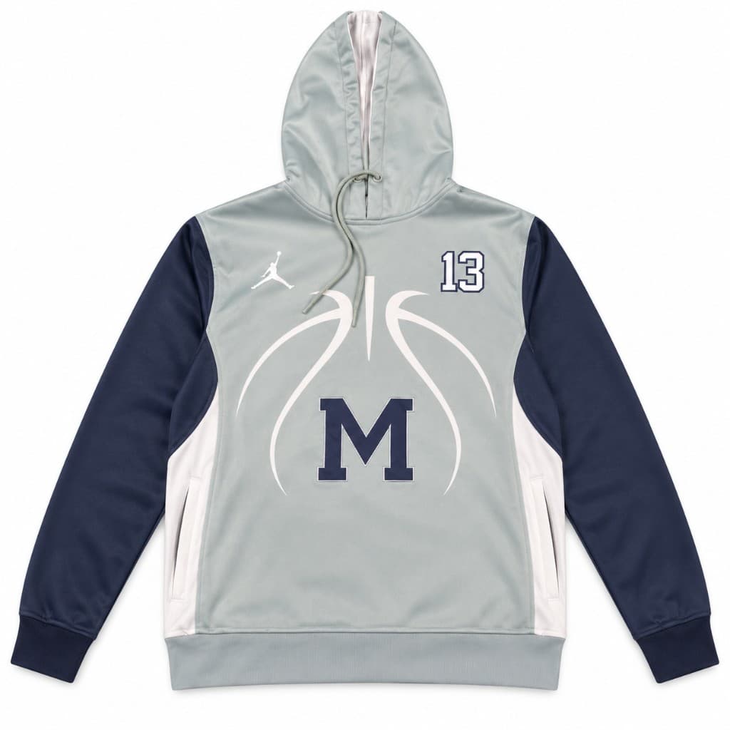 Gray Sweatshirt with Navy Sleeves